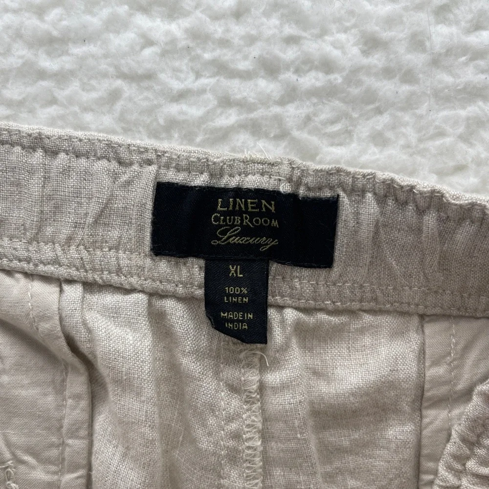 Club Room Pants Mens XL Beige Linen Drawstring Luxury Beach Summer Preppy Casual